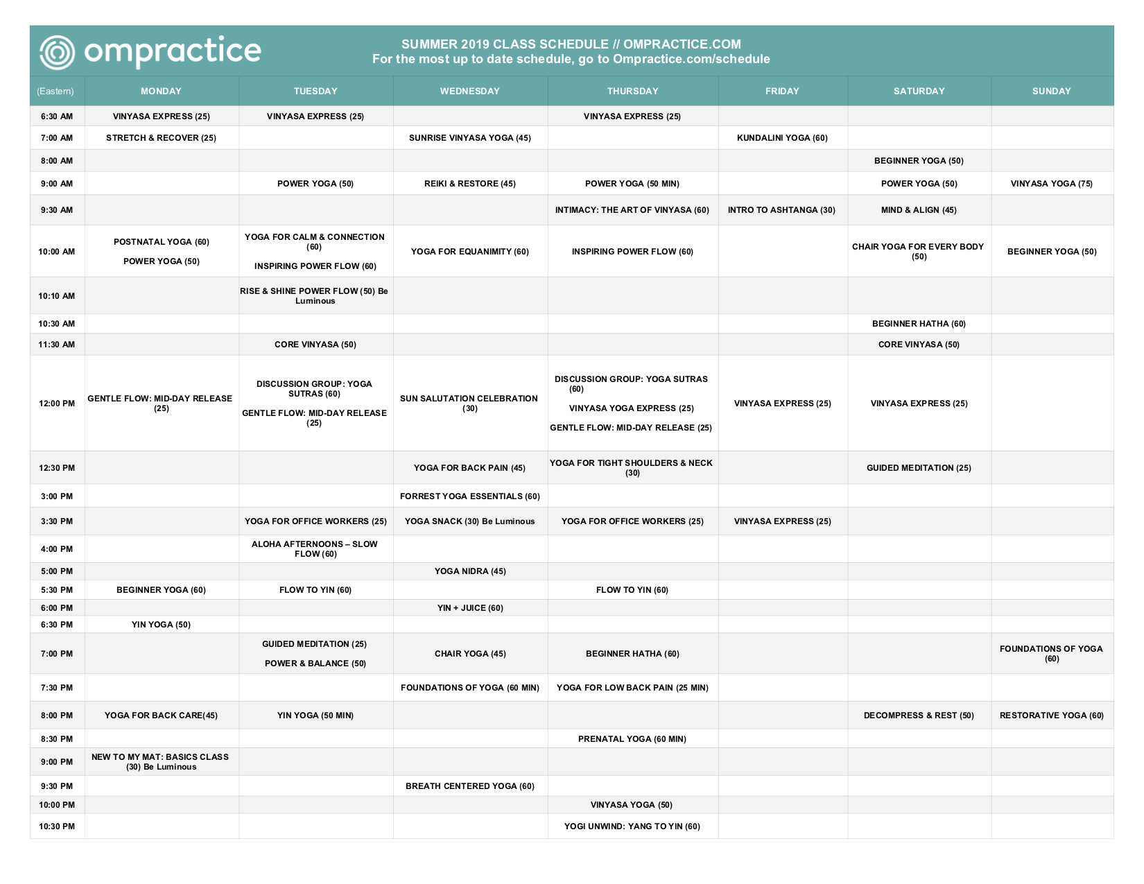 ompractice class schedule sample ompractice class schedule sample
